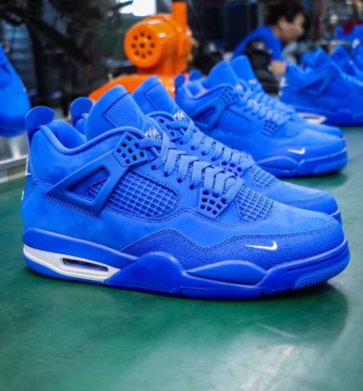 4 Retro OG SP Brick By Brick Blue Suede Sneakers