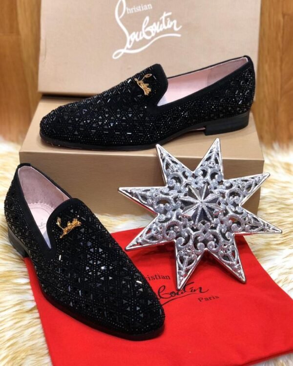 Black Crystal Embellished Loafers