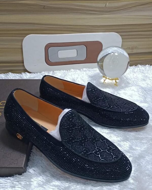 Black Crystal GG Monogram Loafers
