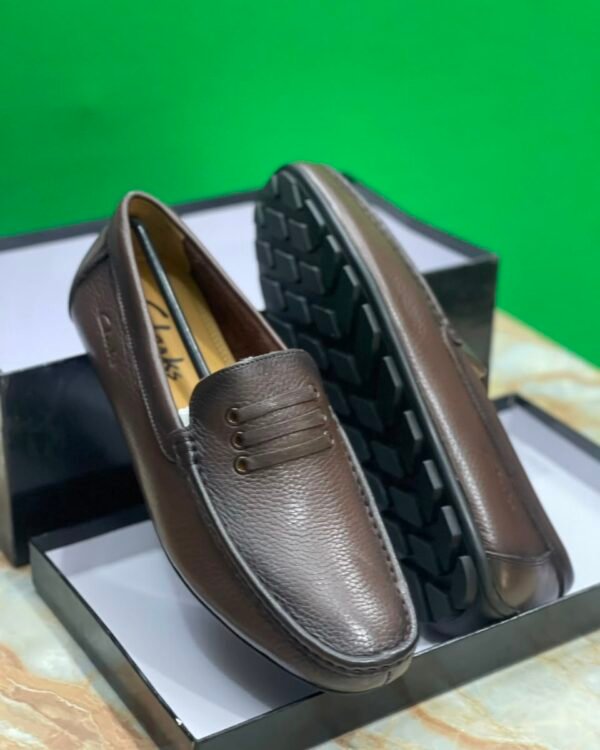 Black Textured Leather Loafers
