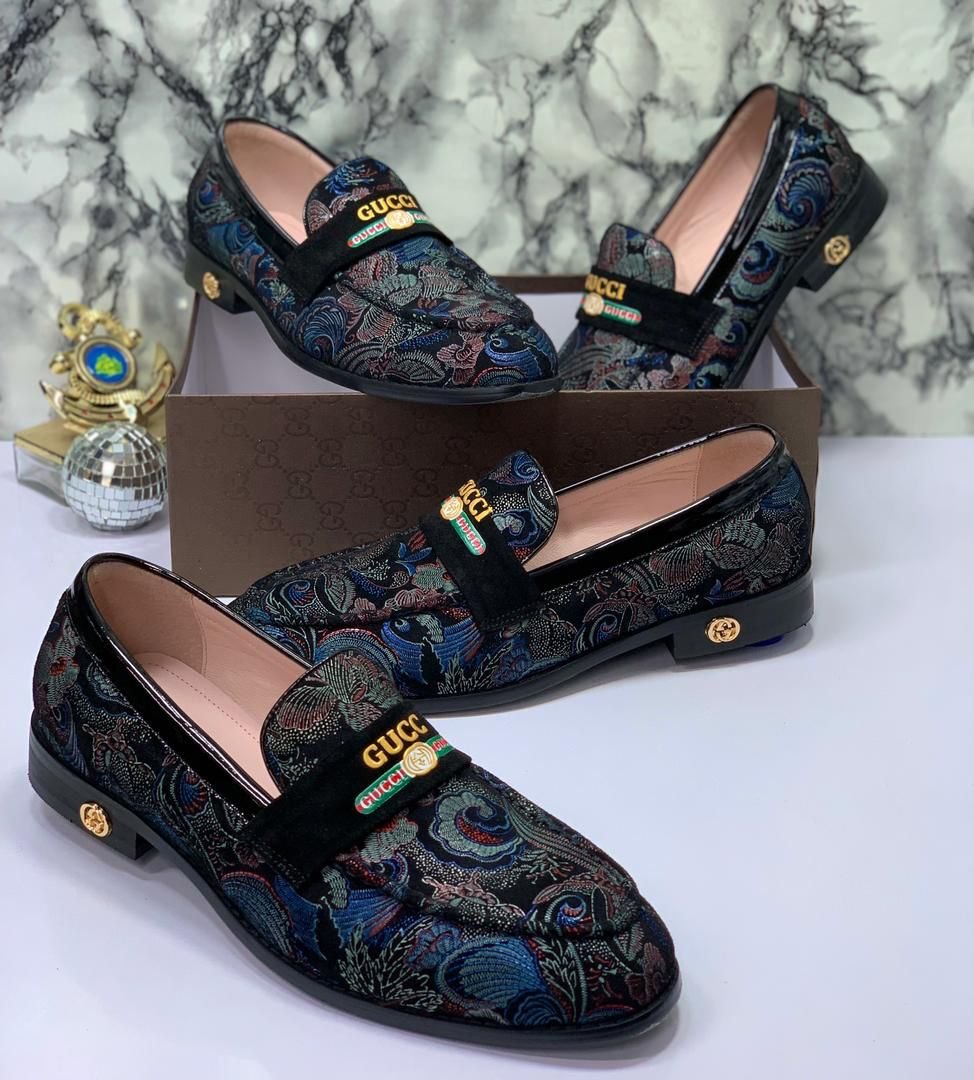 Blue Black Paisley Jacquard Loafers Blue Black Paisley Jacquard Loafers
