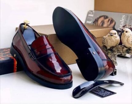 Burgundy Leather Penny Loafers