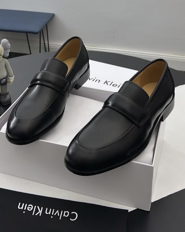 Calvin Klein Black Leather Penny Loafers