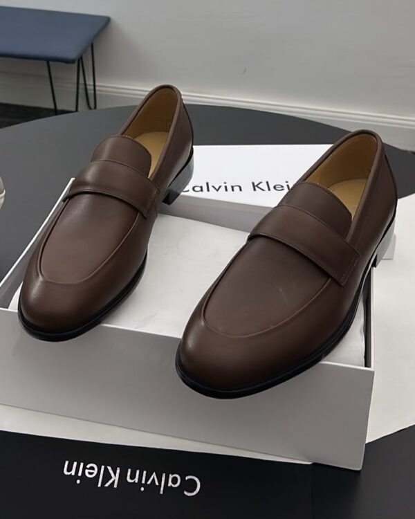 Calvin Klein Brown Leather Penny Loafers