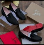 Christian Louboutin Black Textured Pattern Loafers - Image 2