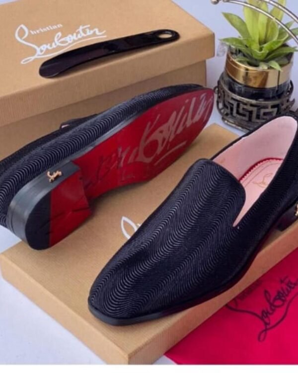 Christian Louboutin Black Textured Pattern Loafers