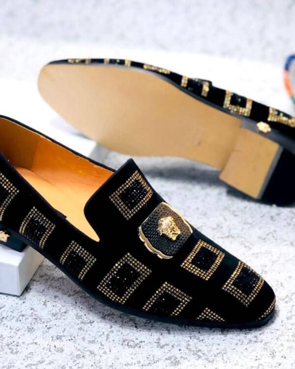 Crystal Square Pattern Medusa Emblem Luxury Shoes