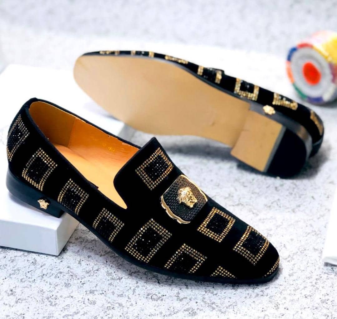 Crystal Square Pattern Medusa Emblem Luxury Shoes Crystal Square Pattern Medusa Emblem Luxury Shoes