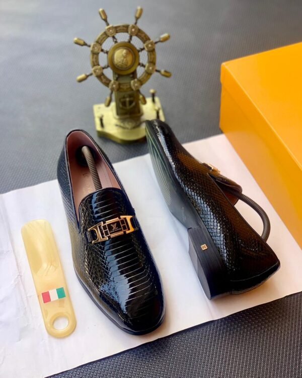 Exotic Embossed Black Leather Loafers