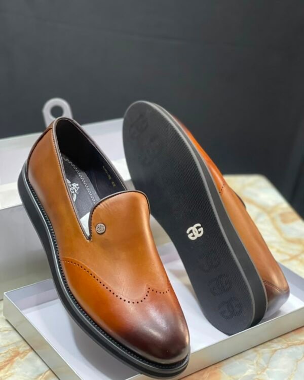 Genio Tan Brown Leather Loafers