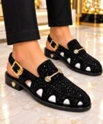 Gold Buckle Gold Bar Detail Luxury Footwear