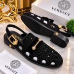 Gold Buckle Gold Bar Detail Luxury Footwear