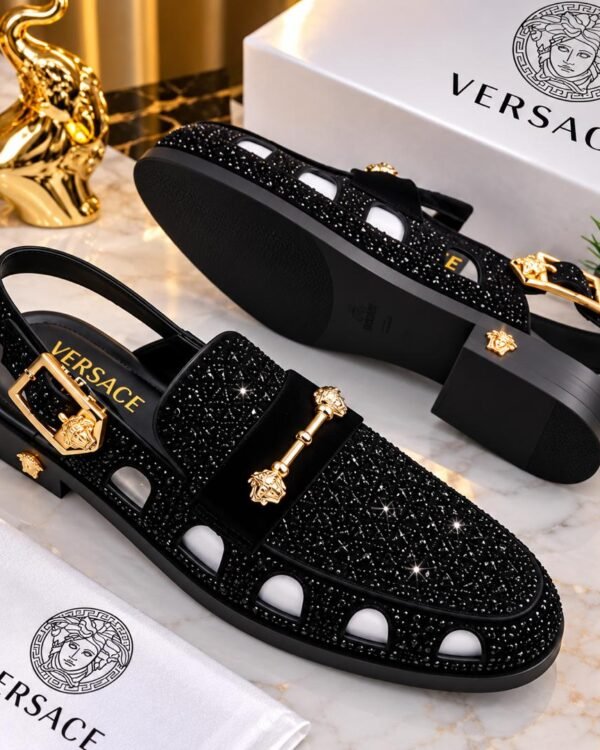 Gold Buckle Gold Bar Detail Luxury Footwear