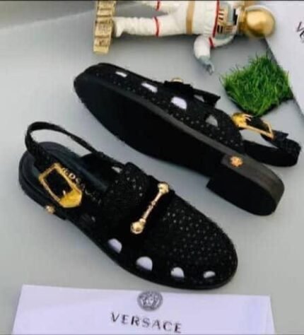 Gold Buckle Gold Bar Detail Luxury Footwear