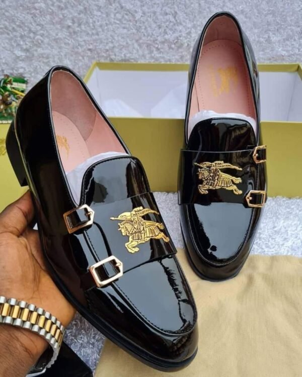 Gold Buckles Equestrian Knight Logo Luxury Shoes