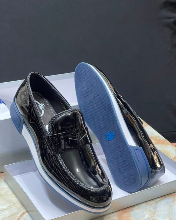Luxury Blue Rubber Sole Slip-On Shoes