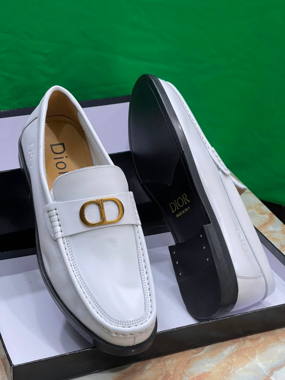 Luxury Gold CD Logo Slip-On Shoes Luxury Gold CD Logo Slip-On Shoes