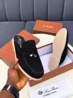 Mens Black Suede Slip On Mule Babouche Loafers