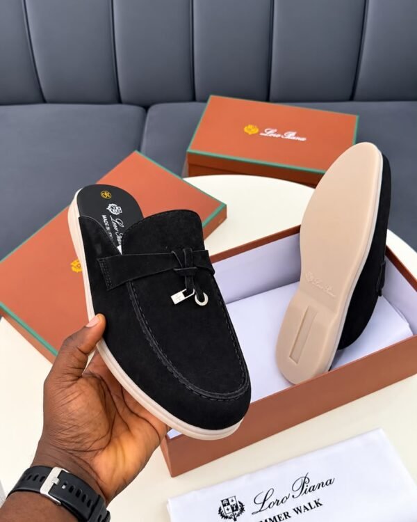 Mens Black Suede Slip On Mule Babouche Loafers