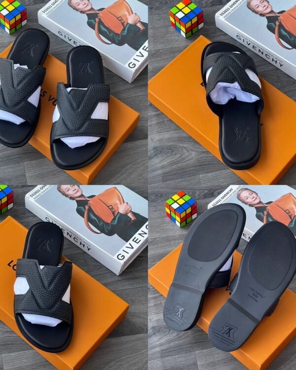 Oasis Mules Grained Taiga Leather LV Motif Sandals