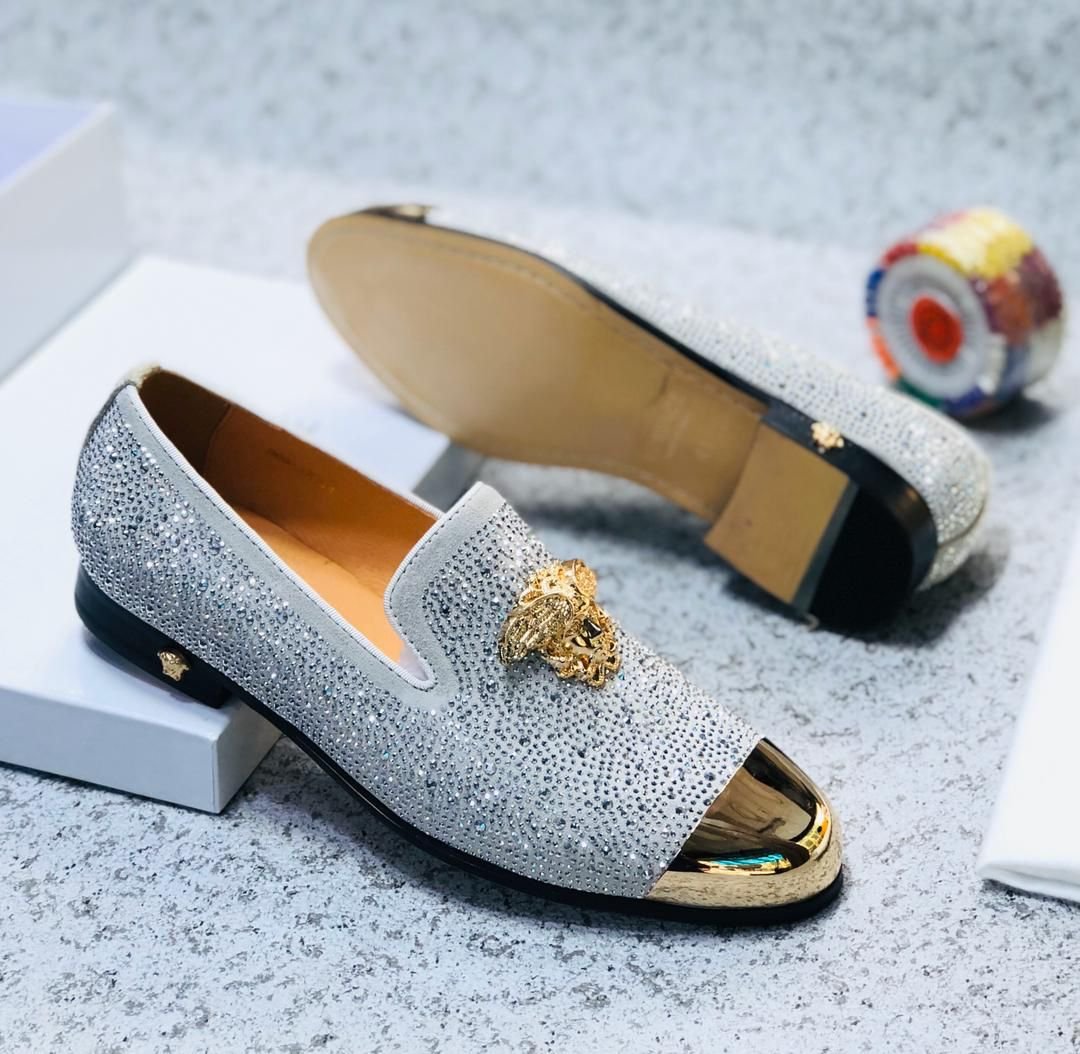 Versace Mens Crystal Embellished Loafers
