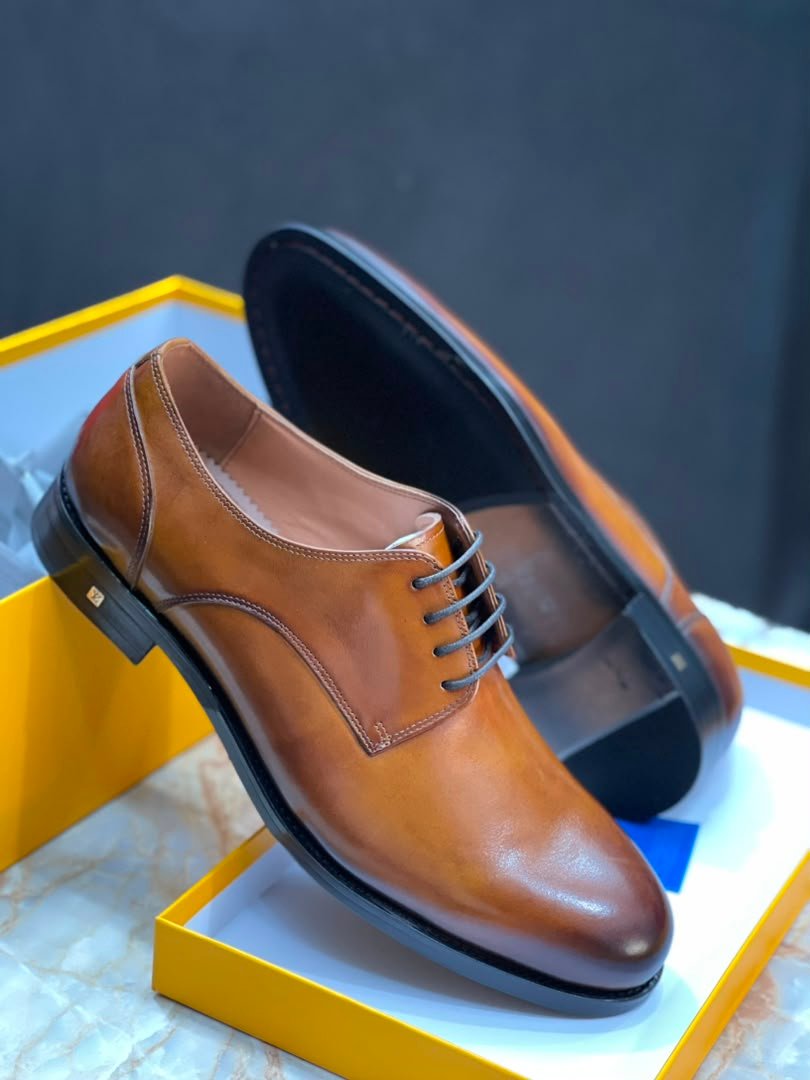 WKNBEU Tan Leather Formal Lace-Up Shoes WKNBEU Tan Leather Formal Lace-Up Shoes