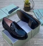 Richwanaz Black Crocodile Embossed Loafers