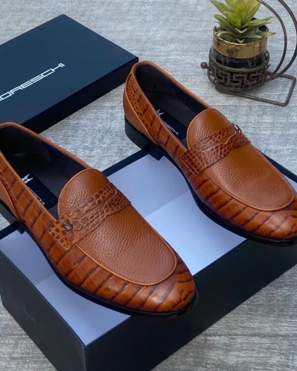 Moreschi Green Crocodile Embossed Loafers