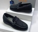 Men's Black Textured Loafers