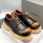 Black Leather Chunky Lug Sole Shoes