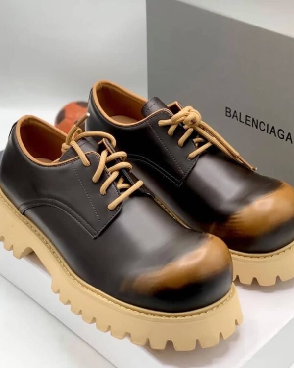 Black Leather Chunky Lug Sole Shoes