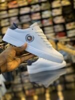 White Synthetic Leather Sneakers