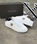 White Synthetic Leather Sneakers