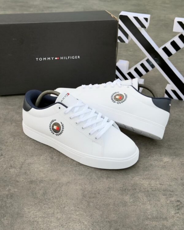White Synthetic Leather Sneakers