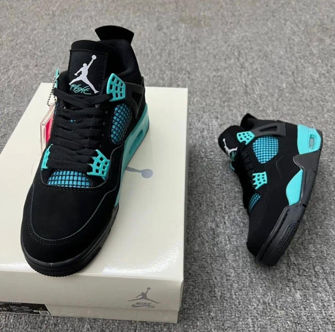 Air Jordan 4 Retro Tiffany Blue Thunder Black Suede Turquoise Sneakers Air Jordan 4 Retro Tiffany Blue Thunder Black Suede Turquoise Sneakers