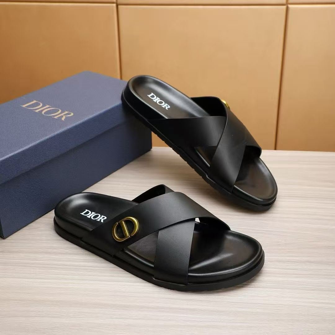 Black Leather Cross Strap Sandals Black Leather Cross Strap Sandals