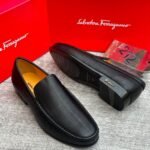 Black Leather Slip On Dress Loafers - Image 2