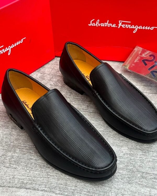 Black Leather Slip On Dress Loafers