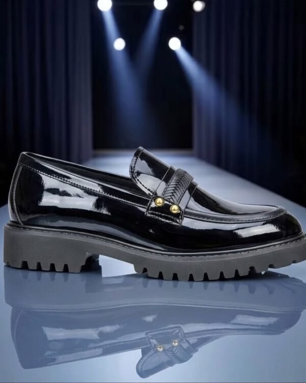 Black Patent Leather Chunky Loafers