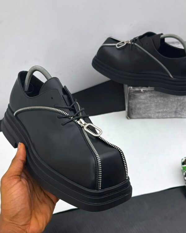 Black Square Toe Derby Shoes