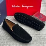 Black Suede Penny Loafer Driving Shoes