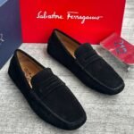 Black Suede Penny Loafer Driving Shoes