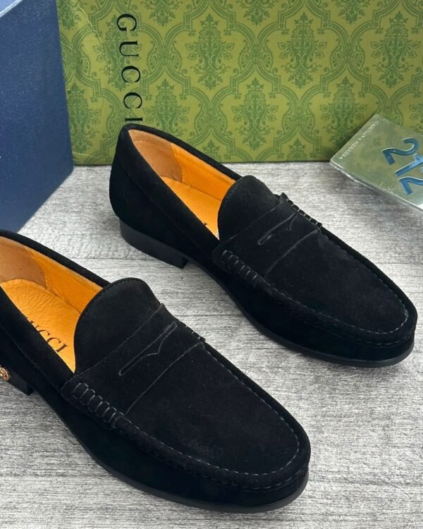 Black Suede Penny Loafers