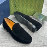 Black Suede Penny Loafers