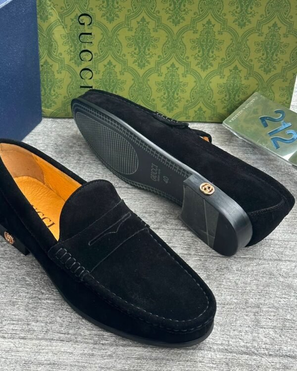 Black Suede Penny Loafers