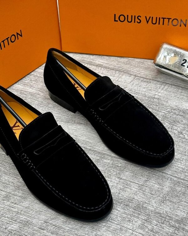Black Suede Penny Loafers