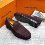 Burgundy Brown Suede Penny Loafers