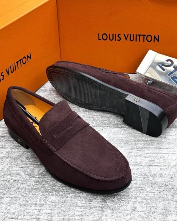 Burgundy Brown Suede Penny Loafers