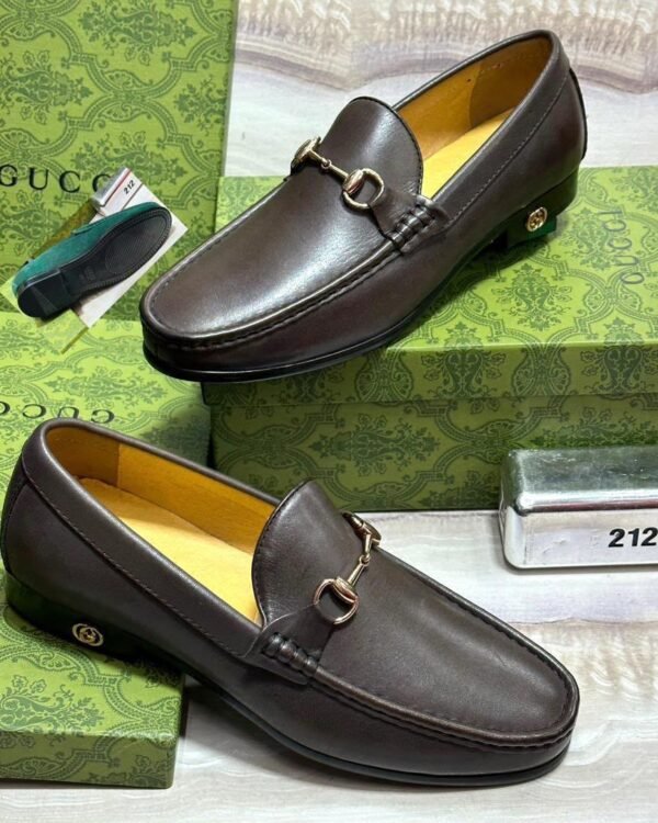 Dark Brown Leather Horsebit Loafers