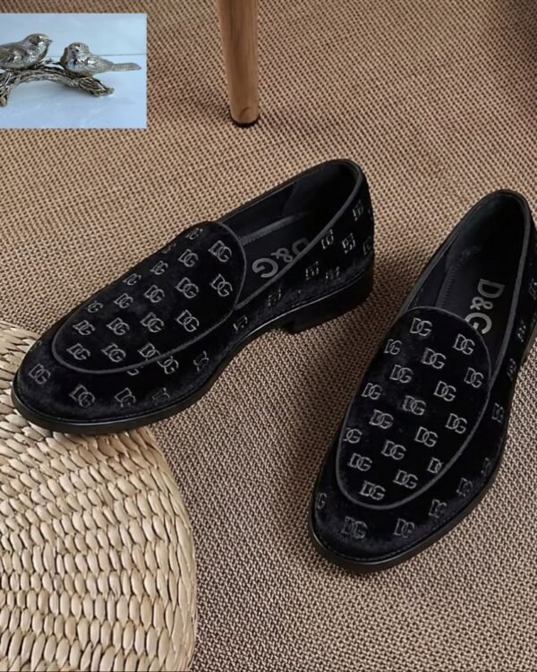 Dolce Gabbana Vivaldi Black Velvet Loafers